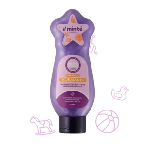 Shampoo hidratante Minte Kids morado individual con dibujos de juguetes violetas